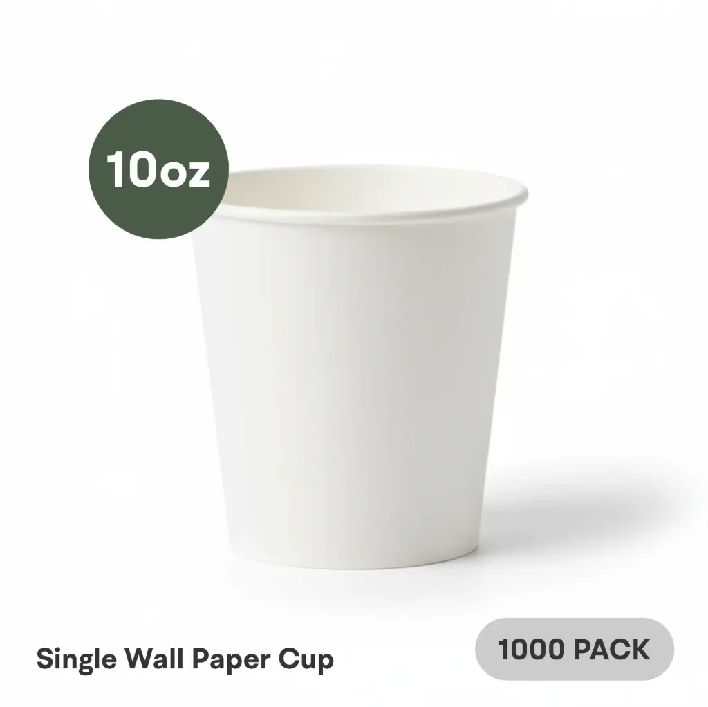10 OZ Paper Cup Single Wall (300 ML) (White) [1000 per case] Plain Disposable