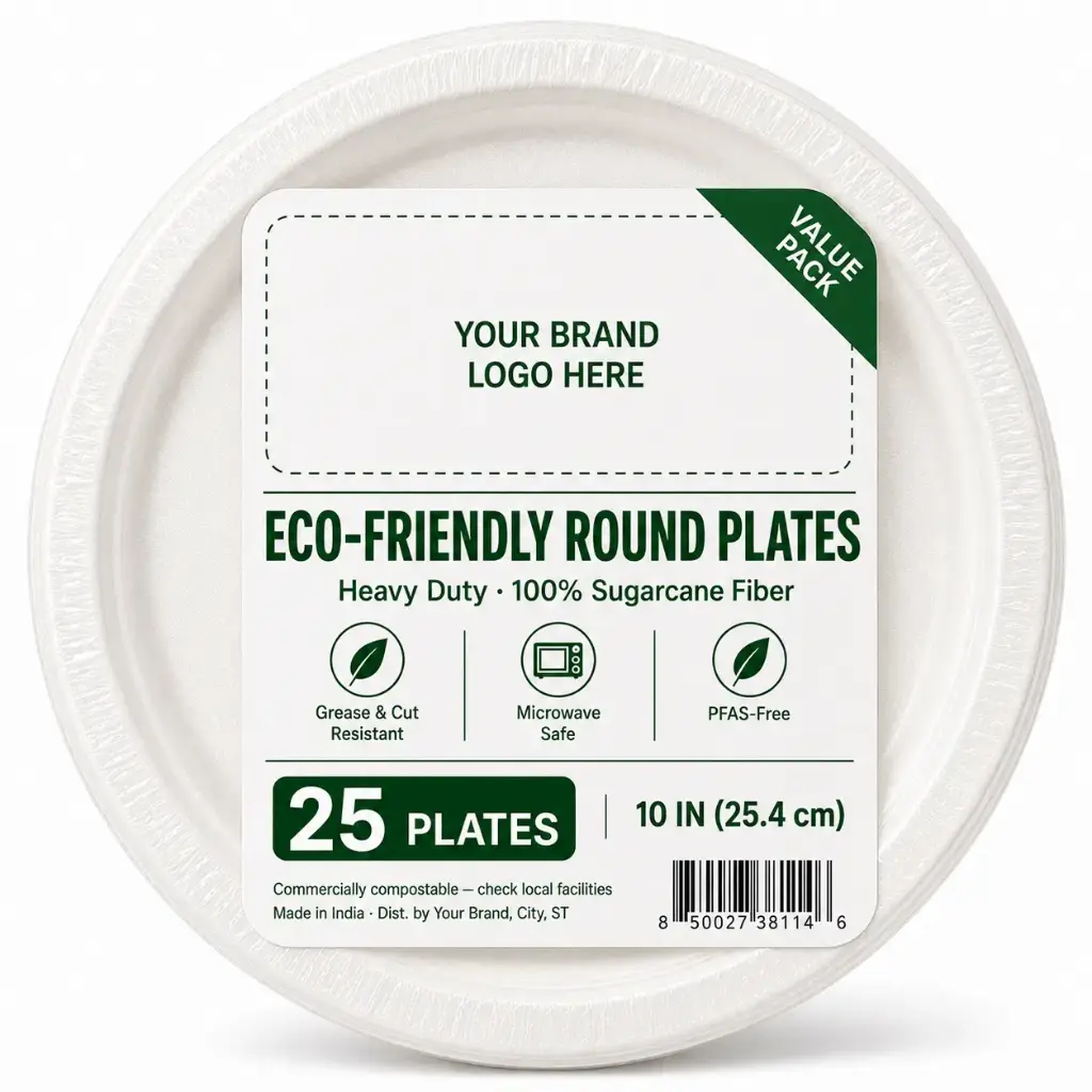 Eco-friendly Round Plate 10", 25-ct Value Pack | 14 Packs/Case