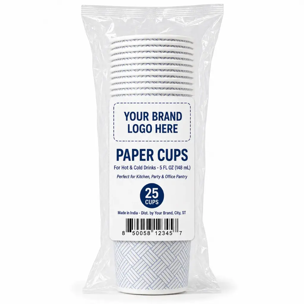 5 oz Printed Paper Cups, 25-Count - Single Wall Disposable