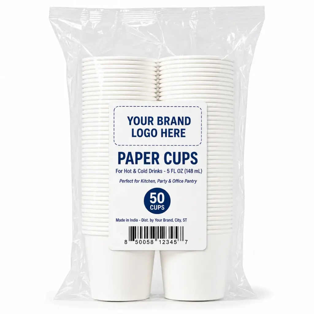 5 oz Plain Paper Cups, 50-Count - Single Wall Disposable