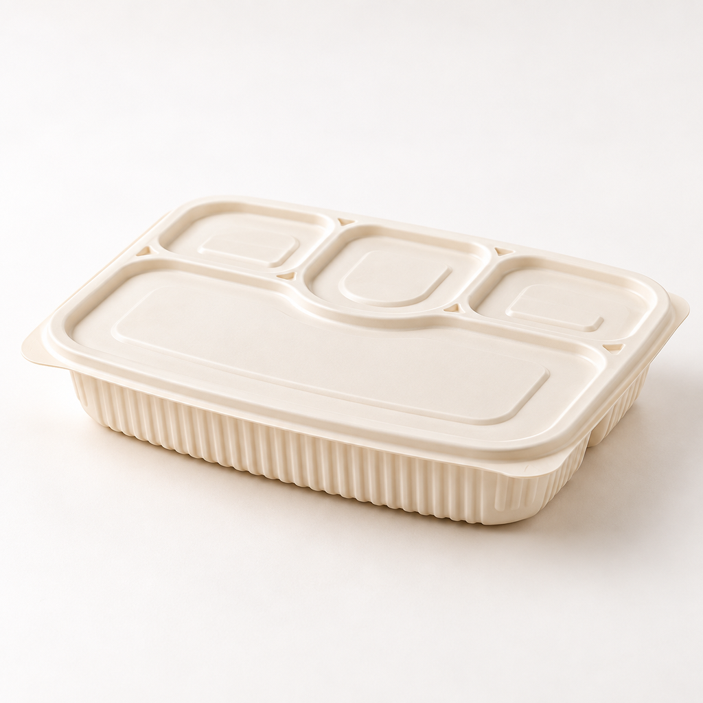 4-Compartment Corn Starch Meal Tray with Lid [210/box]