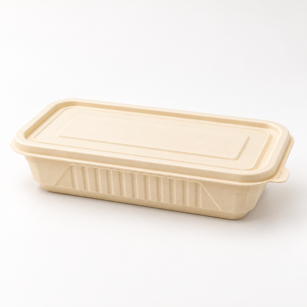 500 ml Rectangular Corn Starch Lunch Box with Lid [750/box]