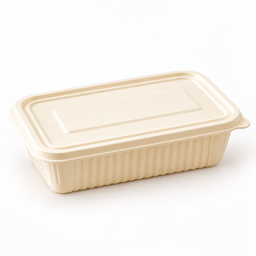 650 ml Rectangular Corn Starch Lunch Box with Lid [600/box]