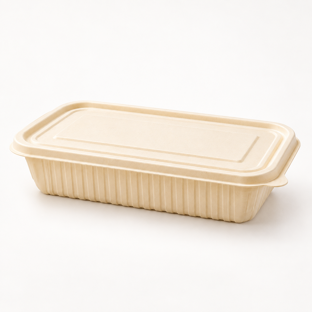 750 ml Rectangular Corn Starch Lunch Box with Lid [600/box]