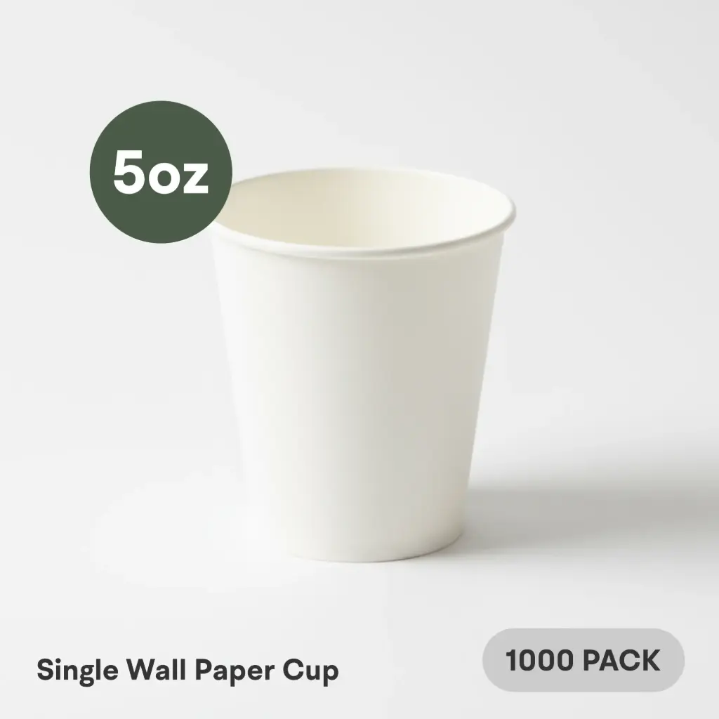 5 OZ Paper Cup Single Wall (150 ML) (White) [1000 per case] Plain Disposable