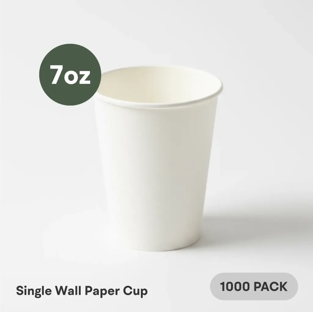 7 OZ Paper Cup Single Wall (210 ML) (White) [1000 per case] Plain Disposable