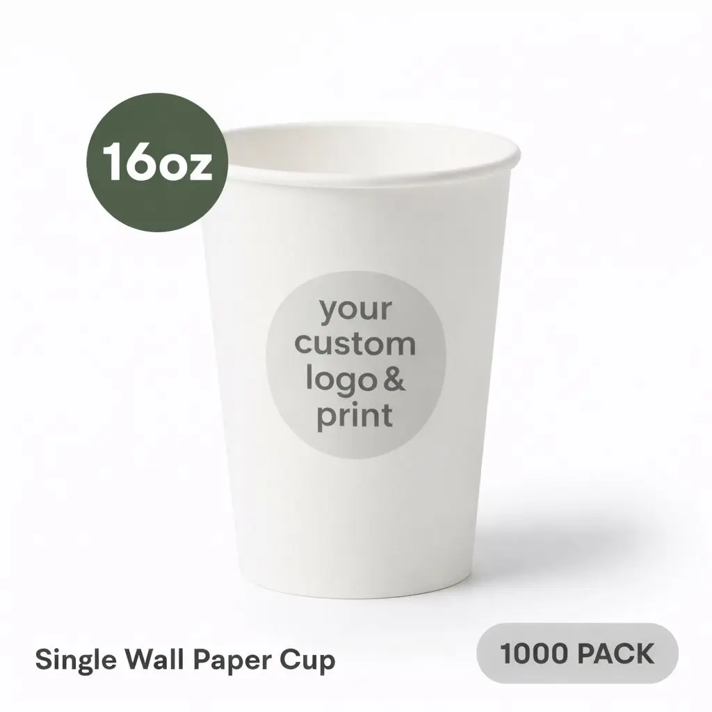 16 OZ Paper Cup Single Wall (480 ML) (Colour) [1000 per case] Printed Disposable       