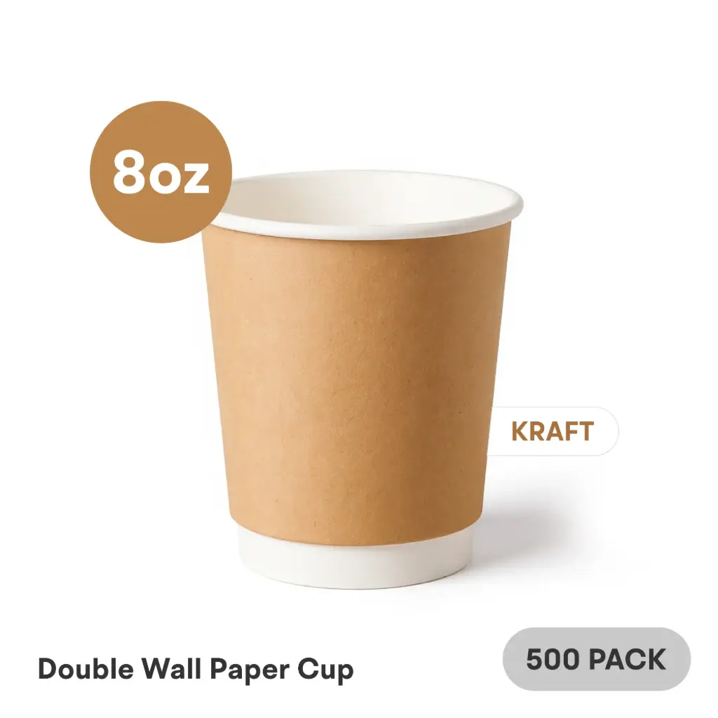 8 OZ Paper Cup Double Wall (240 ML) (Kraft) [500 per case] Plain Disposable
