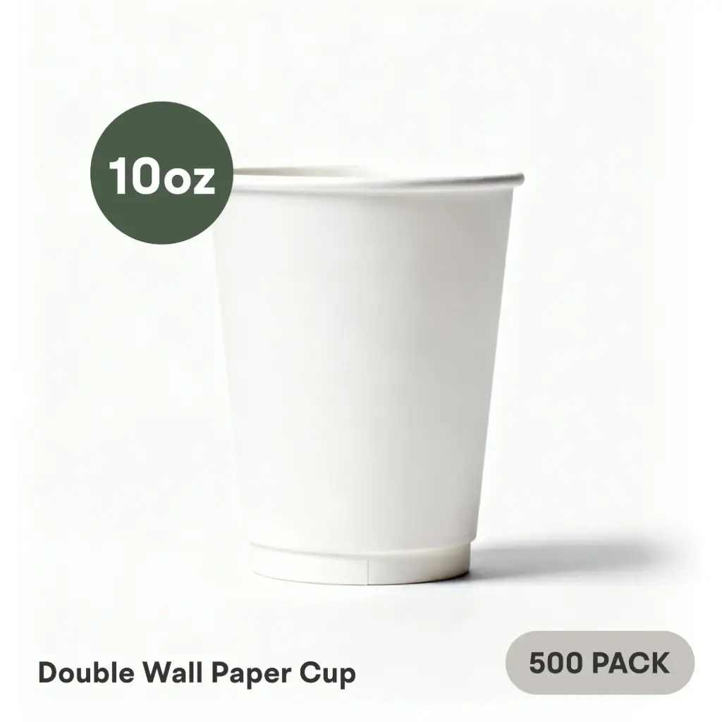 10 OZ Paper Cup Double Wall (300 ML) (White) [500 per case] Plain Disposable