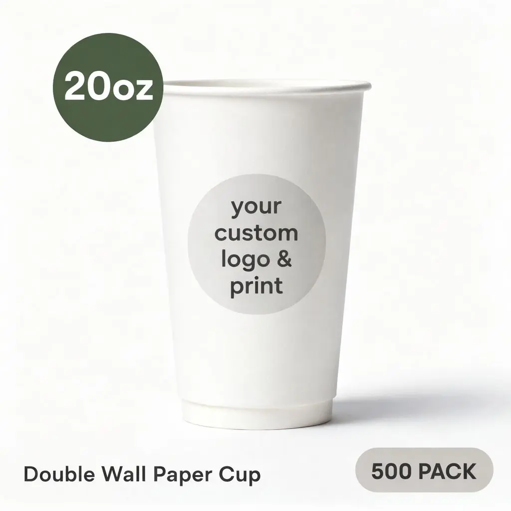20 OZ Paper Cup Double Wall (600 ML) (Colour) [500 per case] Printed Disposable