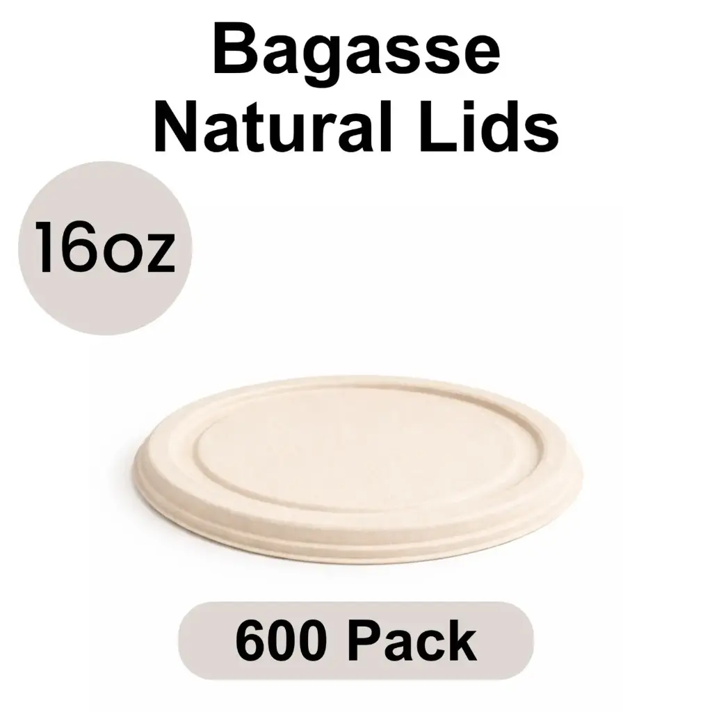 [LD-16-WH] Lid for 16 Oz Bowl Round Natural (500 ml) [600 pack] Bagasse