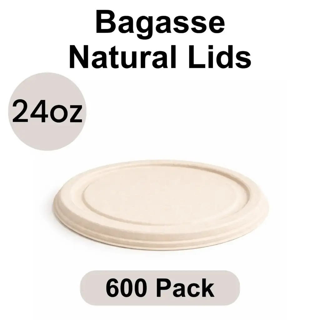 [LD-24-WH] Lid for 24 Oz Bowl Round Natural (750 ml) [600 pack] Bagasse
