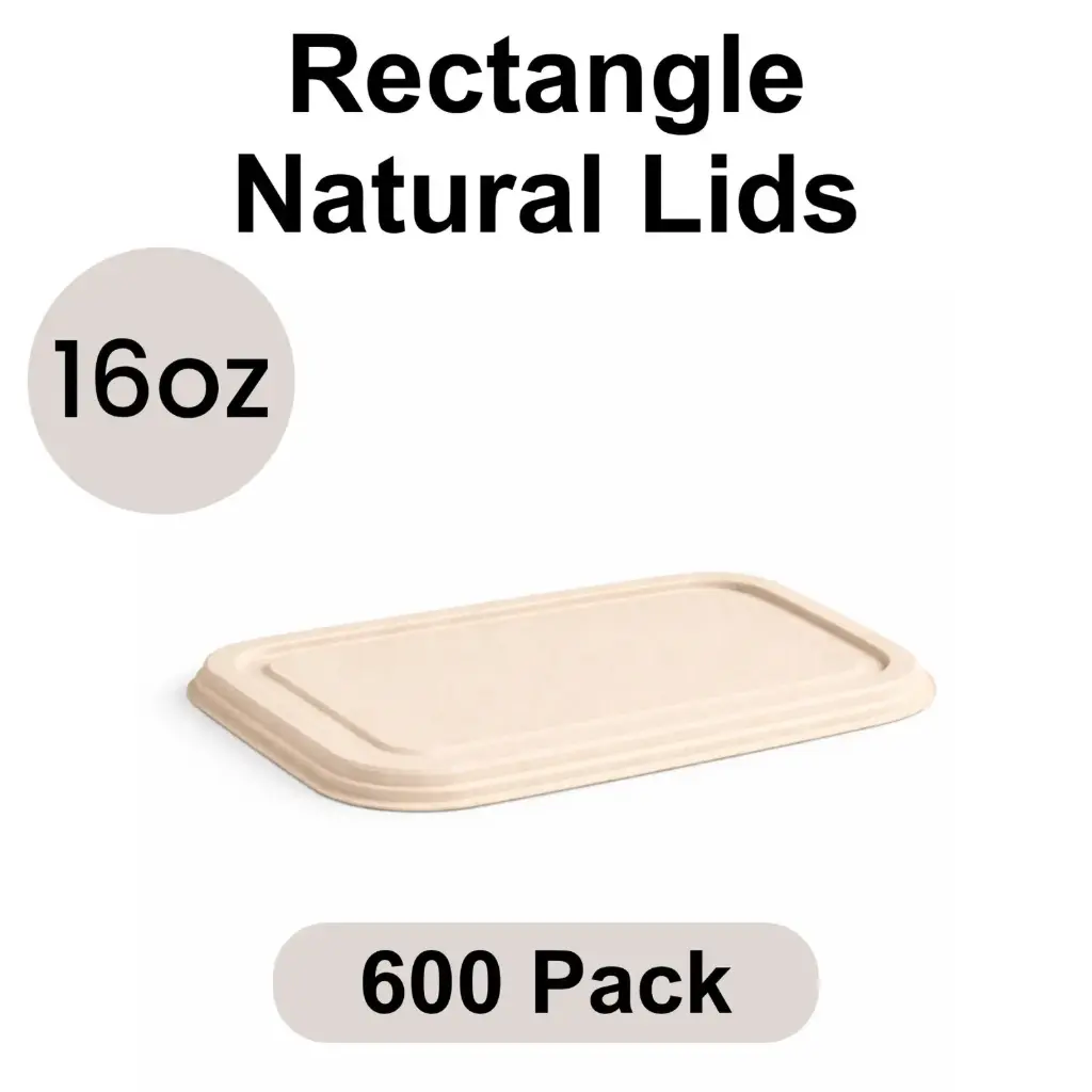 [LD-16-WH-1] Lid for 16 Oz Rectangle Natural (500 ml) [600 pack] Bagasse