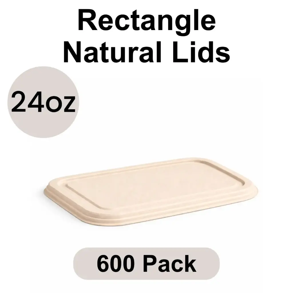 Lid for 24 Oz Rectangle Natural (750 ml) [600 pack] Bagasse