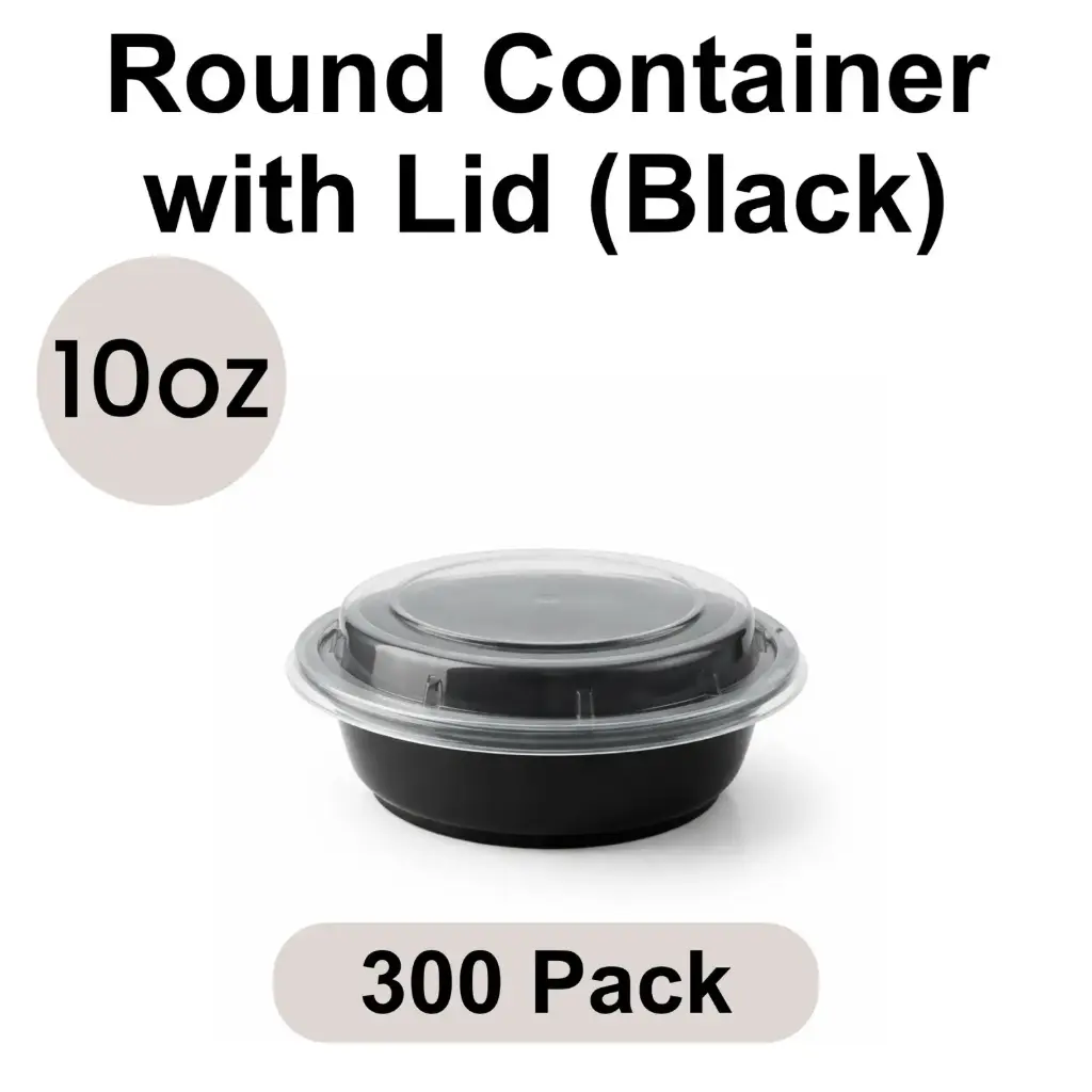 [PP-RO-10] 10oz Round Black PP Takeout Container with Lid 300pk [RO-10]