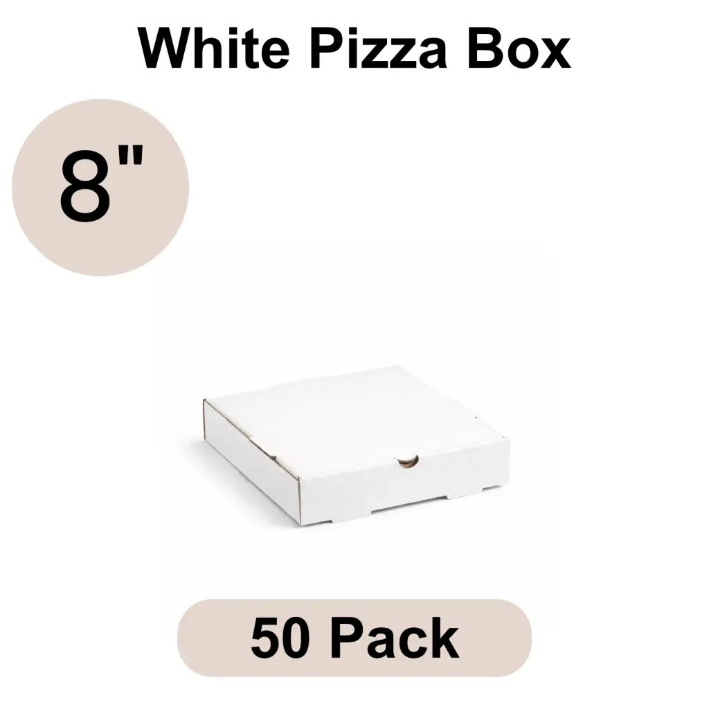 [PZB-08] 8" Plain White Pizza Box 3-ply B-Flute 50pk