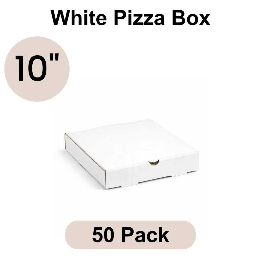 [PZB-10] 10" Plain White Pizza Box 3-ply B-Flute 50pk
