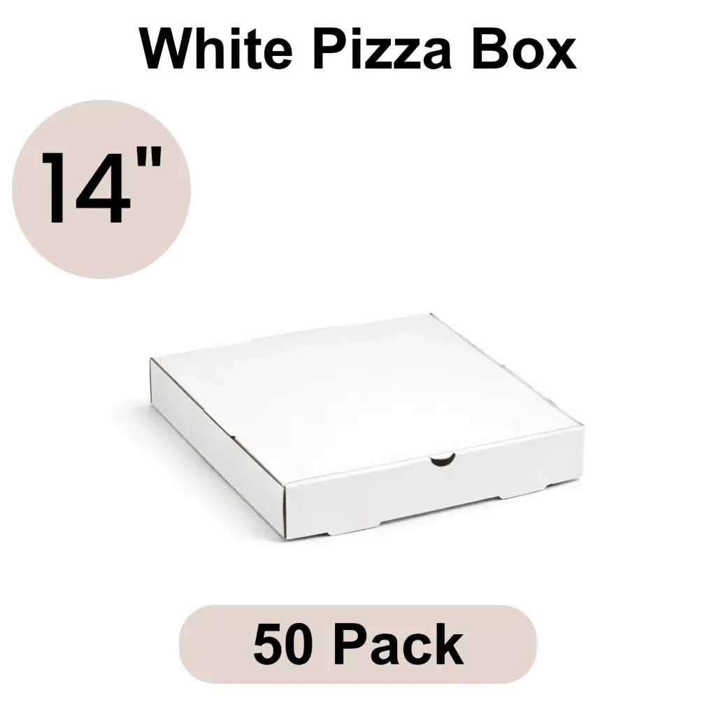 [PZB-14] 14" Plain White Pizza Box 3-ply B-Flute 50pk