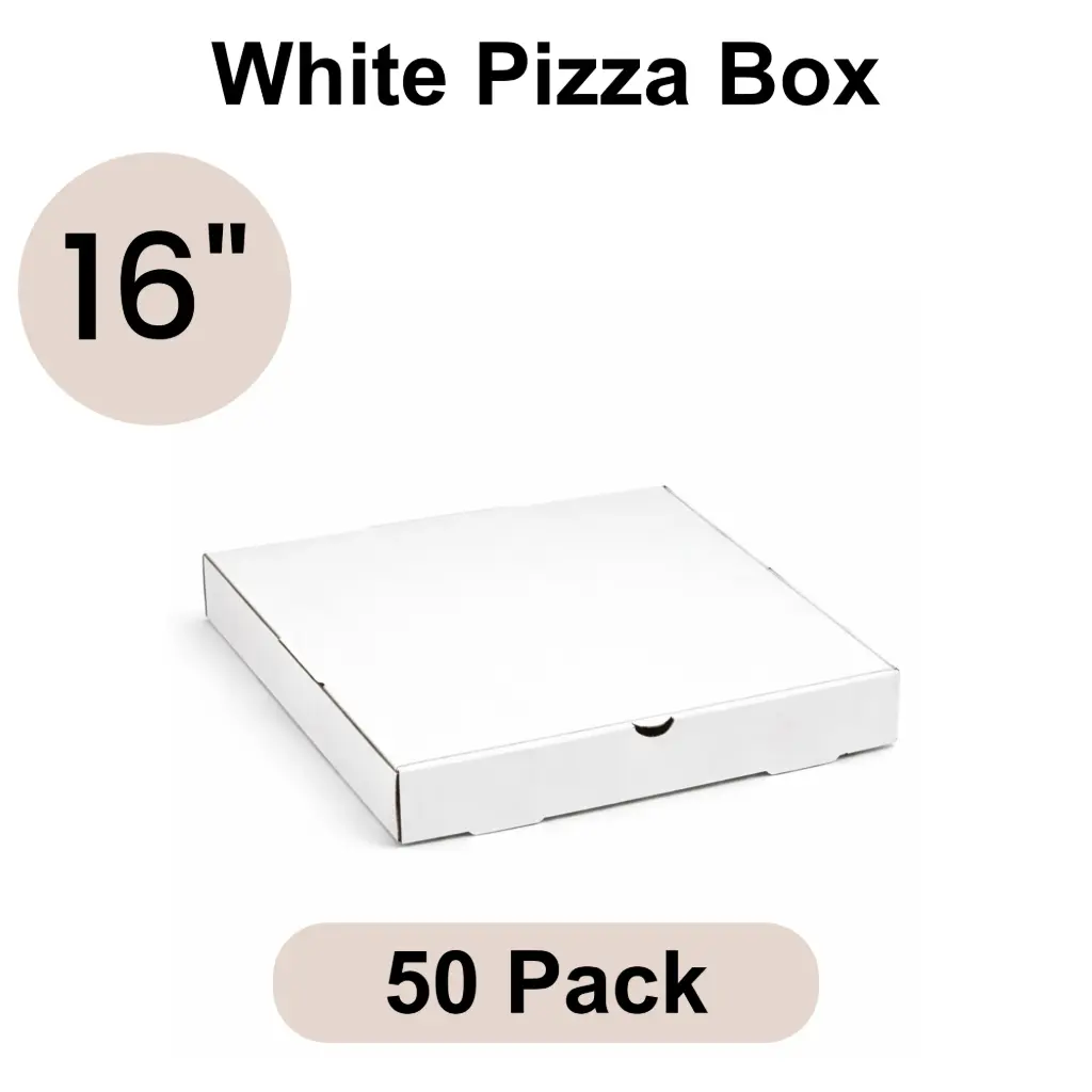 [PZB-16] 16" Plain White Pizza Box 3-ply B-Flute 50pk