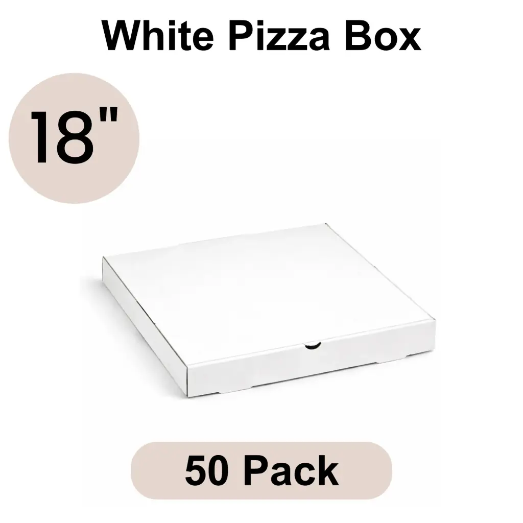 [PZB-18] 18" Plain White Pizza Box 3-ply B-Flute 50pk