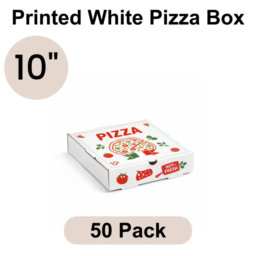 [PZB-10-1] 10" Printed White Pizza Box 3-ply B-Flute 50pk