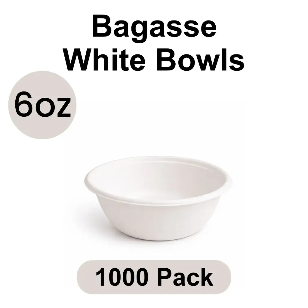 [BB-06-WH] 6 Oz Bowl White (180 ml) [1000 pack] Bagasse