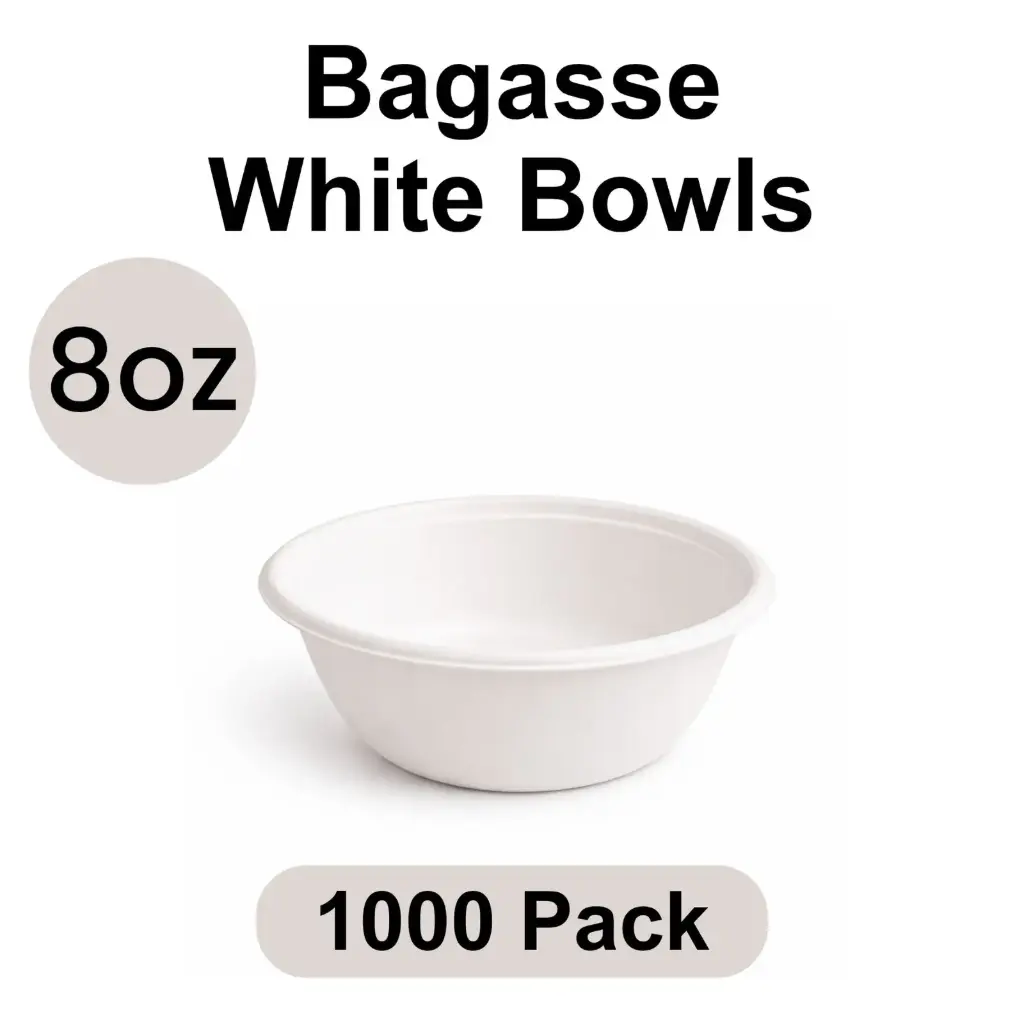 [BB-08-WH] 8 Oz Bowl White (240 ml) [1000 pack] Bagasse