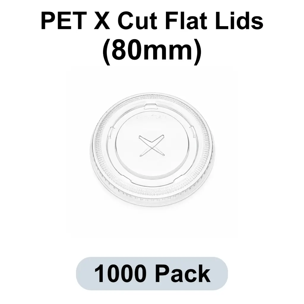 80mm X-cut Flat Lid Clear 1000pk
