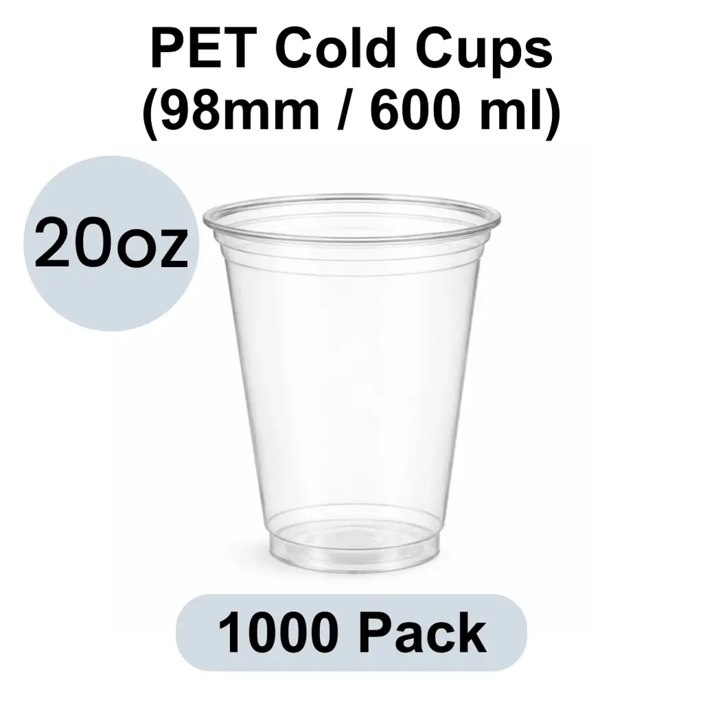 [PG-98-20] 98mm PET Cold Cup 20oz (600ml) Clear 1000pk