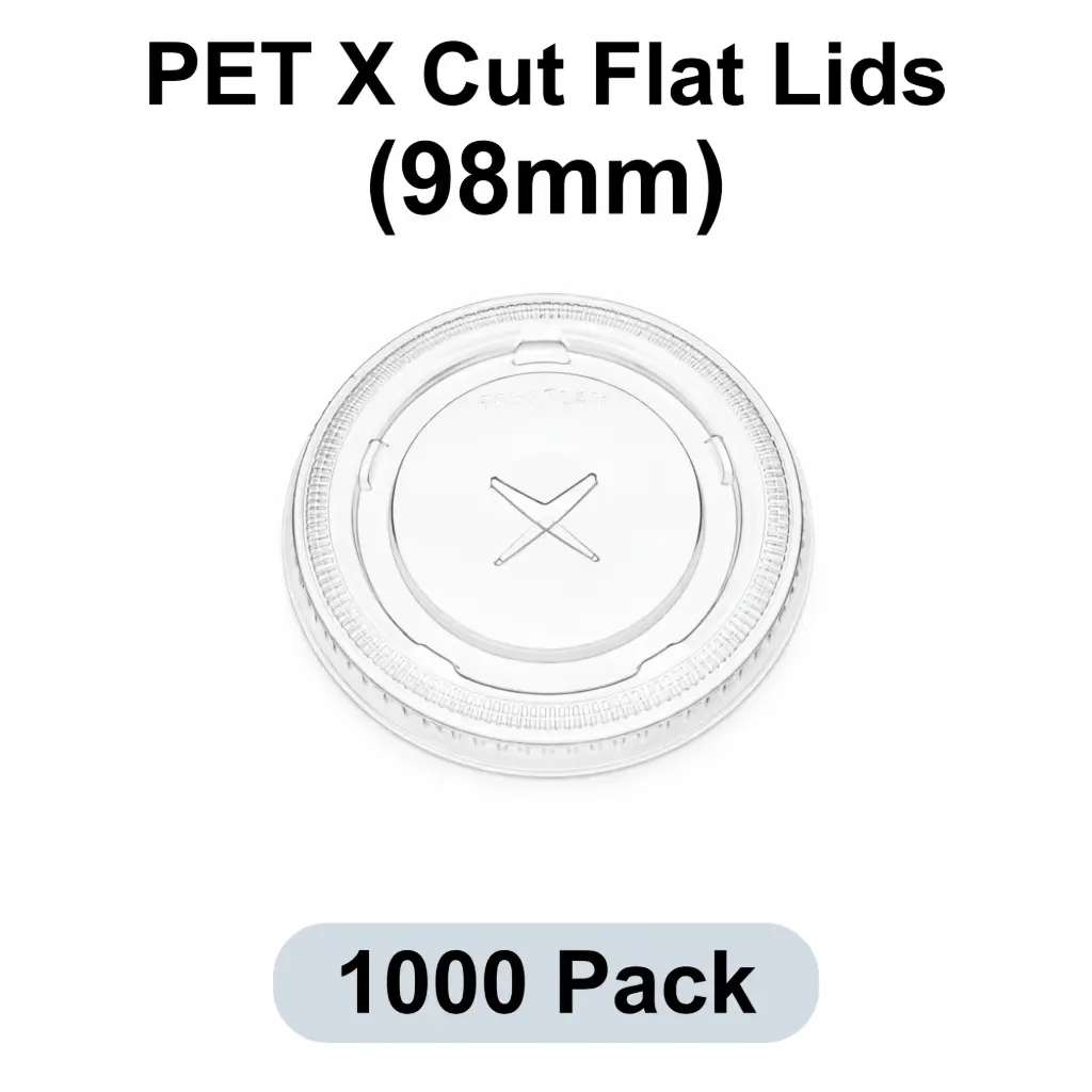 98mm X-cut Flat Lid Clear 1000pk