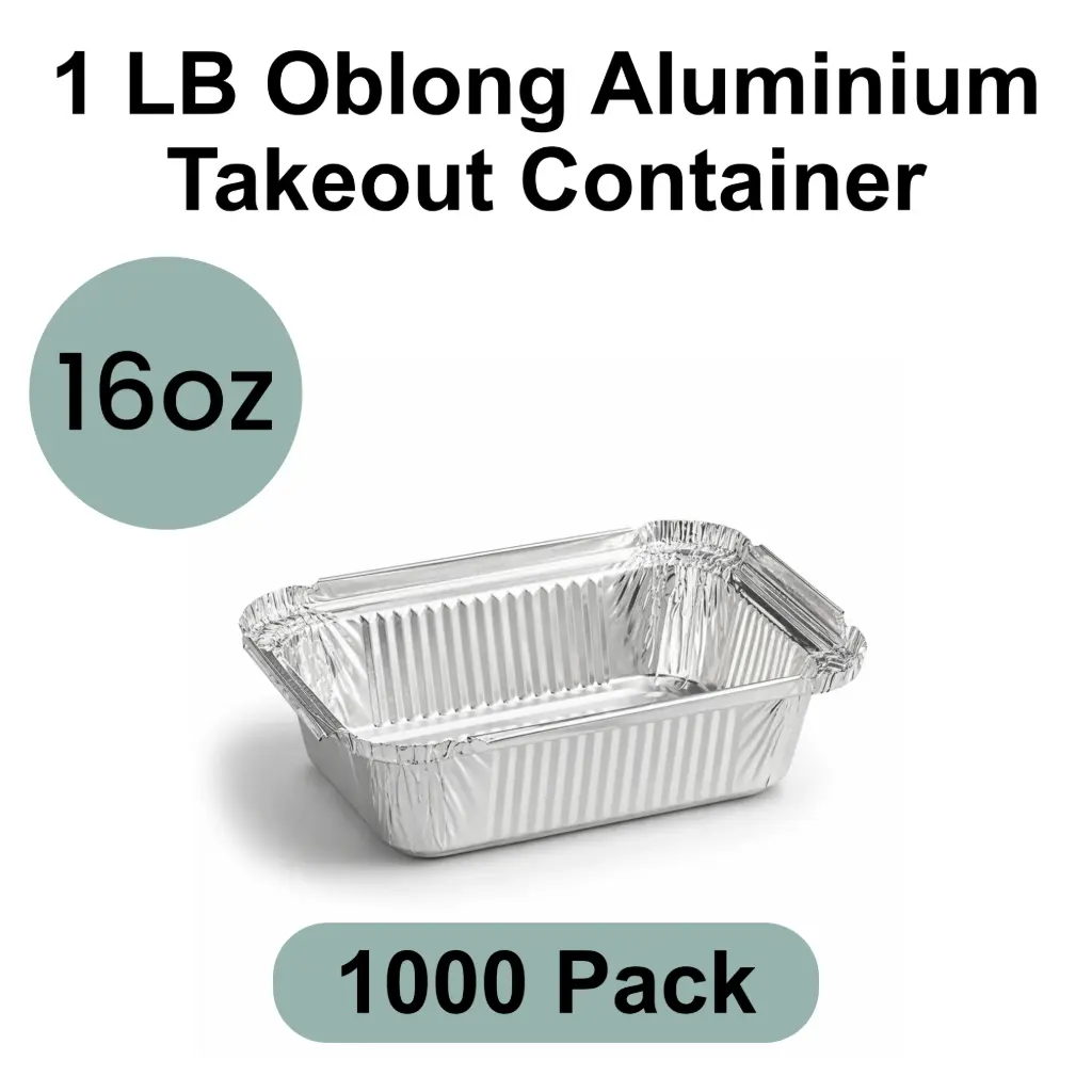 [AF-001-2] 1 LB 16oz Oblong Aluminum Takeout Container 1000pk