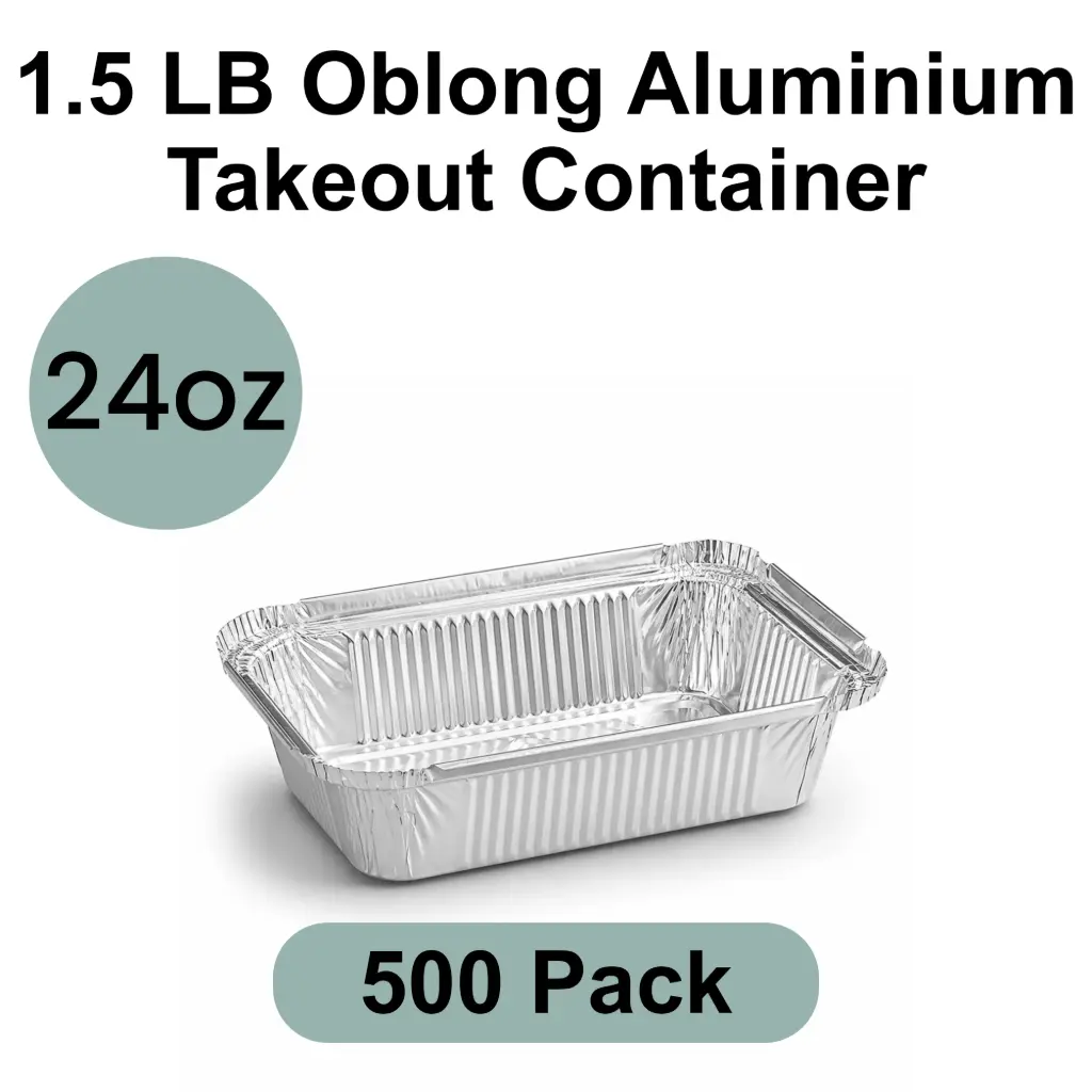 [AF-001-3] 1.5 LB 24oz Oblong Aluminum Takeout Container 500pk