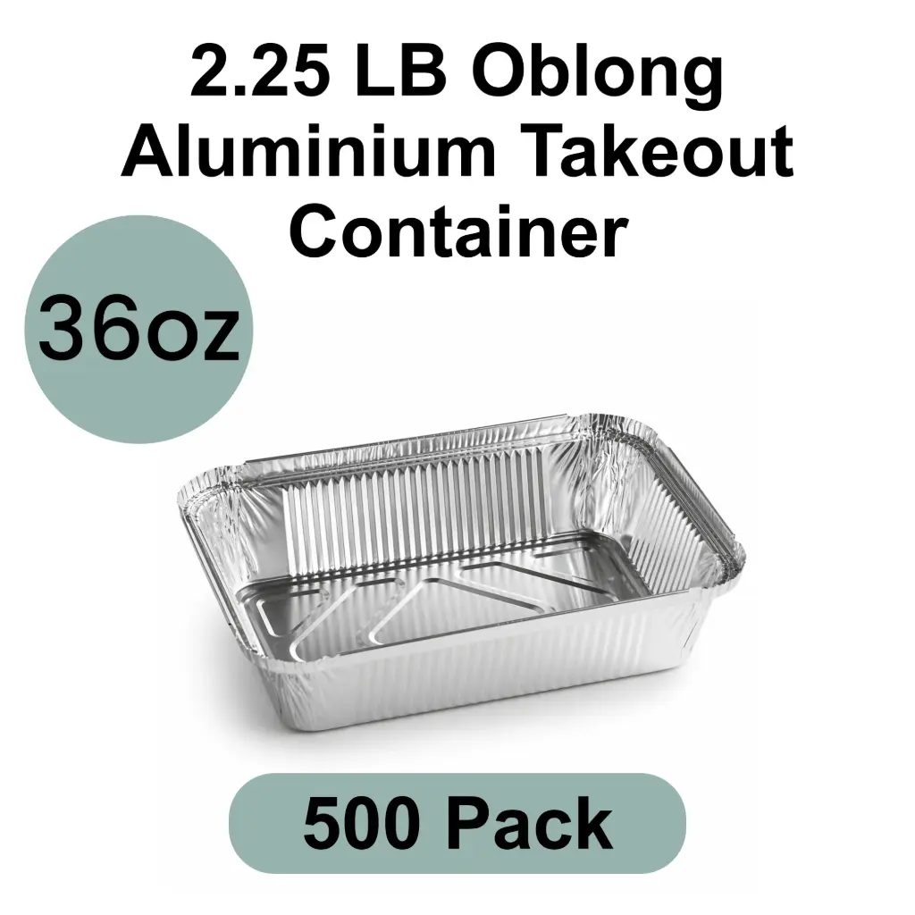 [AF-002-1] 2.25 LB 36oz Oblong Aluminum Takeout Container 500pk