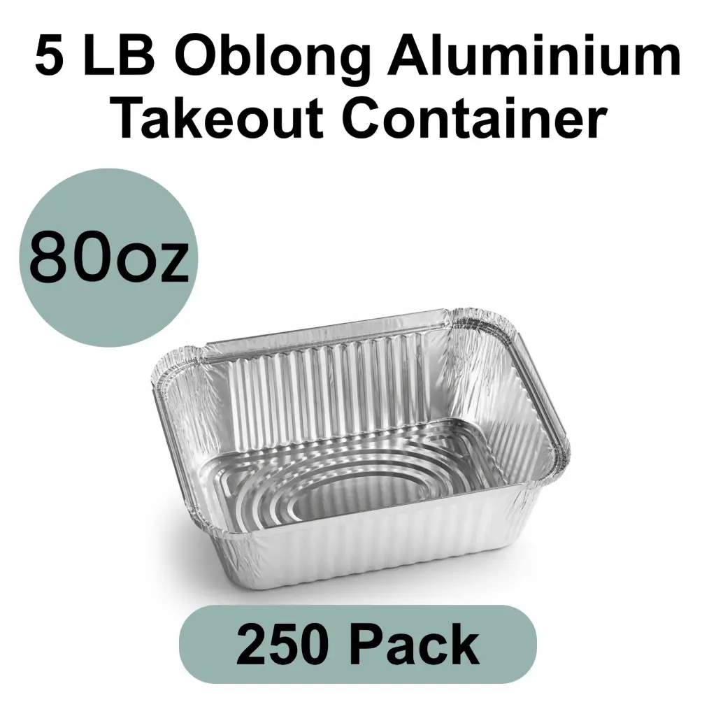 [AF-005] 5 LB 80oz Oblong Aluminum Takeout Container 250pk