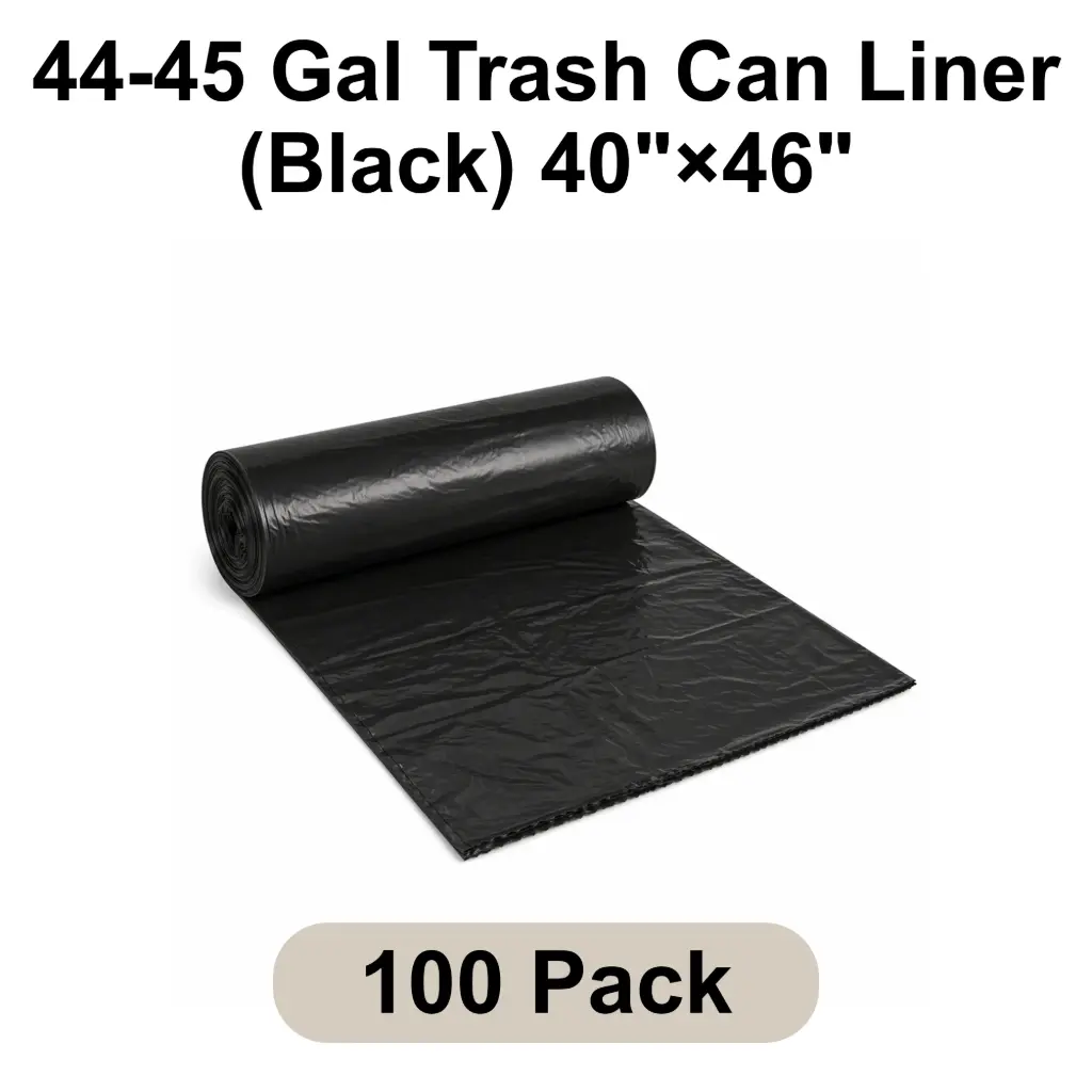 44-45 Gal Trash Can Liner (Black) 40"x46" 1.5 Mil Star Seal | 100/Case (5 Rolls x 20 Bags/Roll)