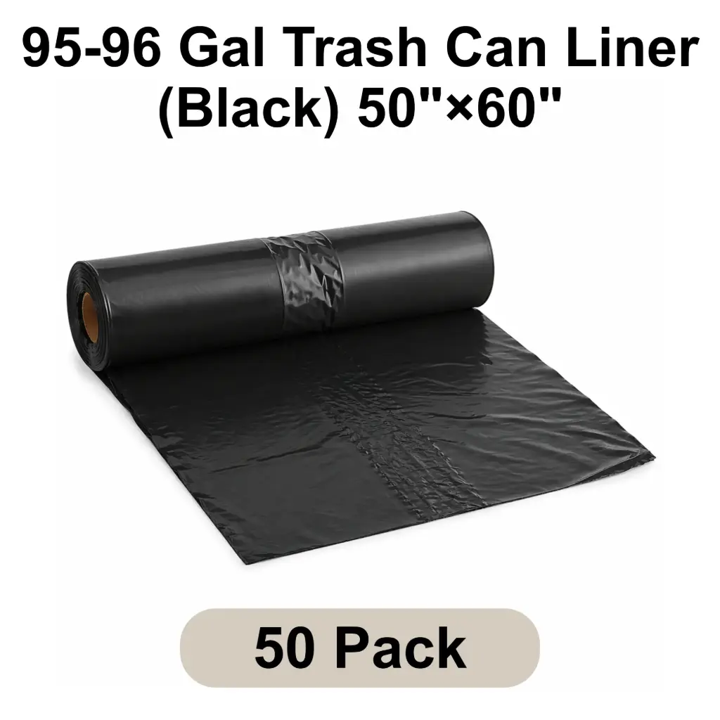 95-96 Gal Trash Can Liner (Black) 50"x60" 2.5 Mil Star Seal | 50/Case (2 Rolls x 25 Bags/Roll)