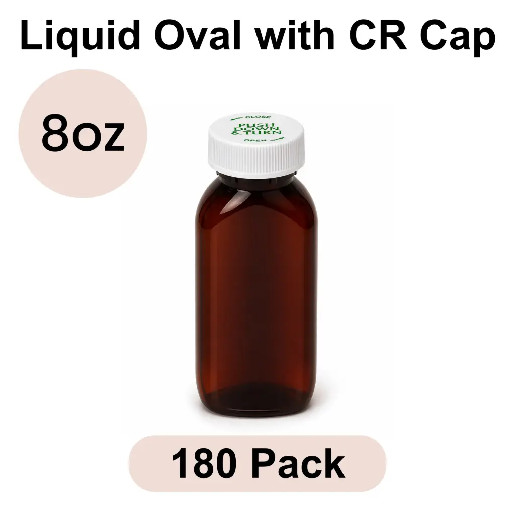 [OV-08-CL] 8oz Liquid Oval with CR Cap 180pk