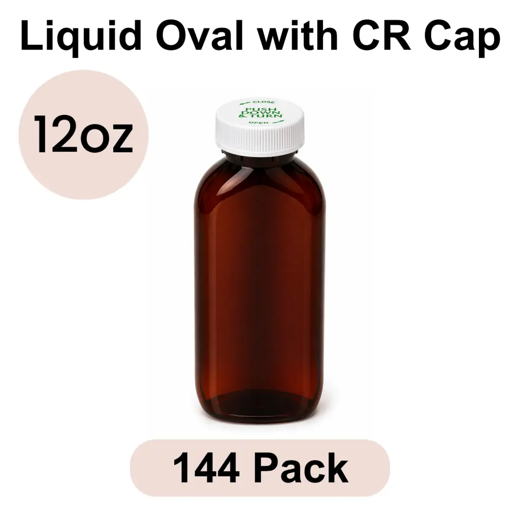 [OV-12-CL] 12oz Liquid Oval with CR Cap 144pk