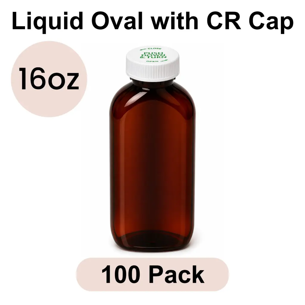 [OV-16-CL] 16oz Liquid Oval with CR Cap 100pk