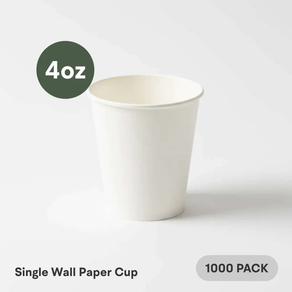 4 OZ Paper Cup Single Wall (120 ML) (White) [1000 per case] Plain Disposable