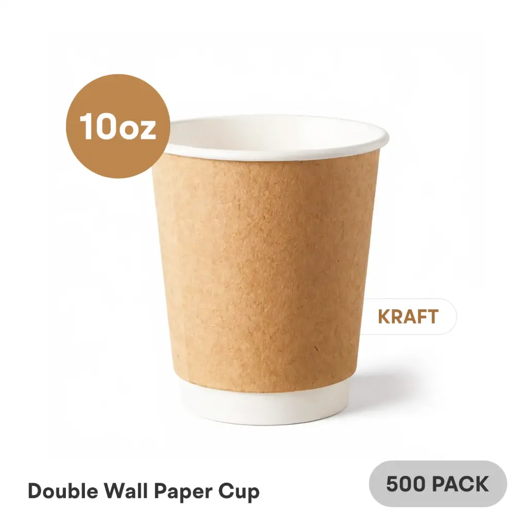 10 OZ Paper Cup Double Wall (300 ML) (Kraft) [500 per case] Plain Disposable